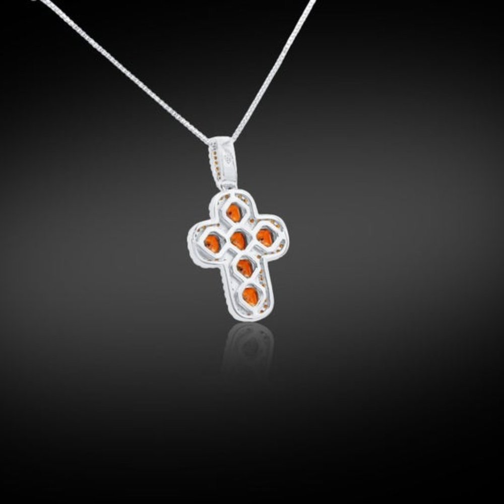 Diamond Cross Pendant - Gemstone - Ruby Cross - Picture 4 of 4